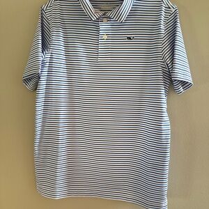 Men's Striped Polo Shirt - Blue and White